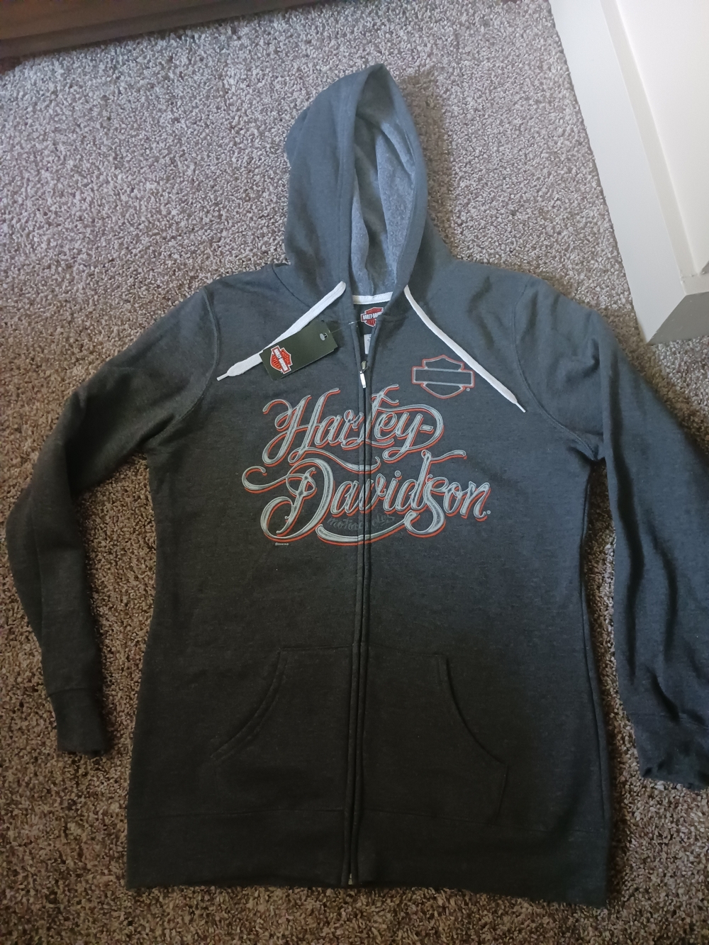 NWT Harley-Davidson Women's Dark Gray Zip Up Hoodie
